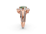 Rose gold Fancy Green Asscher  Brilliant Flower Halo Diamond Split Shank Ring_31