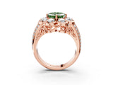 Rose gold Fancy Green Asscher  Brilliant Flower Halo Diamond Split Shank Ring_32