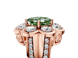 Rose gold Fancy Green Asscher  Brilliant Flower Halo Diamond Split Shank Ring_34