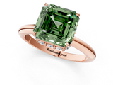 Rose gold Fancy Green Asscher  Brilliant Solitaire Engagement Ring with Six-Prong Setting and Classic Band_18