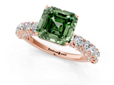 Rose gold Fancy Green Asscher  Brilliant Solitaire with Pavé Band and Four-Prong Setting_1