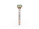 Rose gold Fancy Green Asscher  Brilliant Solitaire with Pavé Band and Four-Prong Setting_2