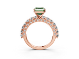 Rose gold Fancy Green Asscher  Brilliant Solitaire with Pavé Band and Four-Prong Setting_3