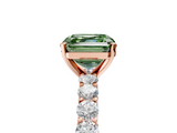 Rose gold Fancy Green Asscher  Brilliant Solitaire with Pavé Band and Four-Prong Setting_5