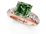 Rose gold Fancy Green Asscher  Brilliant Solitaire with Side Stones on a Pave Band and Four-Prong Setting_25
