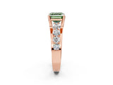Rose gold Fancy Green Asscher  Brilliant Solitaire with Side Stones on a Pave Band and Four-Prong Setting_26