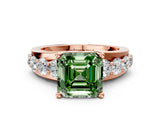 Rose gold Fancy Green Asscher  Brilliant Solitaire with Side Stones on a Pave Band and Four-Prong Setting_28