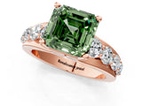 Rose gold Fancy Green Asscher  Brilliant Solitaire with Side Stones on a Pave Band and Four-Prong Setting_29