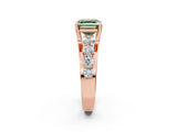 Rose gold Fancy Green Asscher  Brilliant Solitaire with Side Stones on a Pave Band and Four-Prong Setting_30