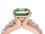Rose gold Fancy Green Asscher  Brilliant Solitaire with Side Stones on a Pave Band and Four-Prong Setting_32