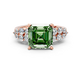 Rose gold Fancy Green Asscher  Cluster Diamond Engagement Ring with Pavé Band and Four-Prong Setting_17
