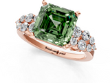 Rose gold Fancy Green Asscher  Cluster Diamond Engagement Ring with Pavé Band and Four-Prong Setting_18