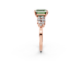 Rose gold Fancy Green Asscher  Cluster Diamond Engagement Ring with Pavé Band and Four-Prong Setting_19