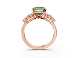 Rose gold Fancy Green Asscher  Cluster Diamond Engagement Ring with Pavé Band and Four-Prong Setting_20