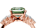 Rose gold Fancy Green Asscher  Cluster Diamond Engagement Ring with Pavé Band and Four-Prong Setting_21