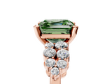 Rose gold Fancy Green Asscher  Cluster Diamond Engagement Ring with Pavé Band and Four-Prong Setting_22