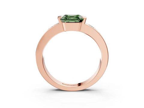 Rose gold Fancy Green Asscher Cut Brilliant Channel-Set Diamond Ring with Bezel Prong Setting_3