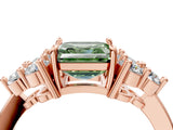Rose gold Fancy Green Asscher Cut Brilliant Diamond Cluster Accent Solitaire Ring with Prong Setting_4