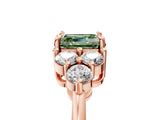 Rose gold Fancy Green Asscher Cut Brilliant Diamond Cluster Accent Solitaire Ring with Prong Setting_5