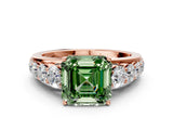 Rose gold Fancy Green Asscher Cut Brilliant Diamond Pavé Band with Six-Prong Setting_12
