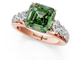 Rose gold Fancy Green Asscher Cut Brilliant Diamond Pavé Band with Six-Prong Setting_13