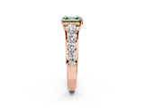Rose gold Fancy Green Asscher Cut Brilliant Diamond Pavé Band with Six-Prong Setting_14