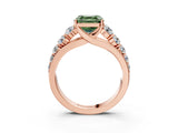 Rose gold Fancy Green Asscher Cut Brilliant Diamond Pavé Band with Six-Prong Setting_15