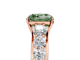 Rose gold Fancy Green Asscher Cut Brilliant Diamond Pavé Band with Six-Prong Setting_17
