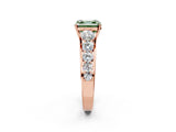 Rose gold Fancy Green Asscher Cut Brilliant Diamond Pavé Band with Six-Prong Setting_2