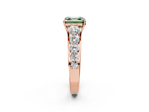 Rose gold Fancy Green Asscher Cut Brilliant Diamond Pavé Band with Six-Prong Setting_2