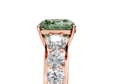 Rose gold Fancy Green Asscher Cut Brilliant Diamond Pavé Band with Six-Prong Setting_5