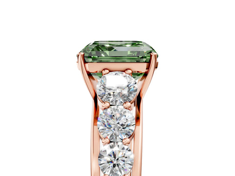 Rose gold Fancy Green Asscher Cut Brilliant Diamond Pavé Band with Six-Prong Setting_5