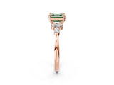 Rose gold Fancy Green Asscher Cut Brilliant Diamond Solitaire Ring with Pear Side Stones and Four-Prong Setting_5