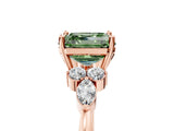 Rose gold Fancy Green Asscher Cut Brilliant Diamond Solitaire Ring with Pear Side Stones and Four-Prong Setting_8