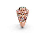 Rose gold Fancy Green Asscher Cut Brilliant Halo Pave Diamond Milgrain Ring_2