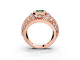 Rose gold Fancy Green Asscher Cut Brilliant Halo Pave Diamond Milgrain Ring_3