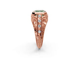 Rose gold Fancy Green Asscher Cut Brilliant Milgrain Filigree Diamond Ring with Square Prong Setting_2