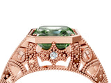 Rose gold Fancy Green Asscher Cut Brilliant Milgrain Filigree Diamond Ring with Square Prong Setting_4