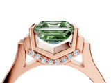 Rose gold Fancy Green Asscher Cut Brilliant Solitaire Diamond Ring with Channel Set Band and Bar Prong Setting_4