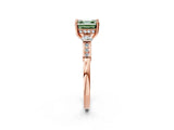 Rose gold Fancy Green Asscher Cut Brilliant Three-Stone Pave Band with Four-Prong Setting_2