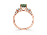 Rose gold Fancy Green Asscher Cut Brilliant Three-Stone Pave Band with Four-Prong Setting_3
