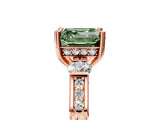 Rose gold Fancy Green Asscher Cut Brilliant Three-Stone Pave Band with Four-Prong Setting_5