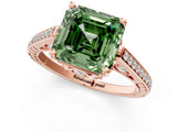 Rose gold Fancy Green Asscher  Cut Cathedral Pave Diamond Engagement Ring with Six-Prong Setting_33