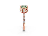 Rose gold Fancy Green Asscher  Cut Cathedral Pave Diamond Engagement Ring with Six-Prong Setting_34
