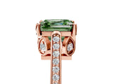 Rose gold Fancy Green Asscher  Cut Cathedral Pave Diamond Engagement Ring with Six-Prong Setting_37