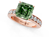 Rose gold Fancy Green Asscher  Cut Channel Set Diamond Engagement Ring with Four-Prong Setting_1