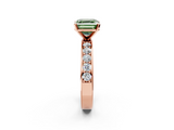 Rose gold Fancy Green Asscher  Cut Channel Set Diamond Engagement Ring with Four-Prong Setting_2