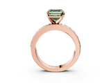 Rose gold Fancy Green Asscher  Cut Channel Set Diamond Engagement Ring with Four-Prong Setting_3