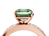 Rose gold Fancy Green Asscher  Cut Channel Set Diamond Engagement Ring with Four-Prong Setting_4