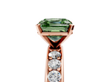 Rose gold Fancy Green Asscher  Cut Channel Set Diamond Engagement Ring with Four-Prong Setting_5